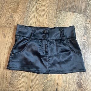 Vintage Jennyfer Low Rise Black Satin Mini Skirt